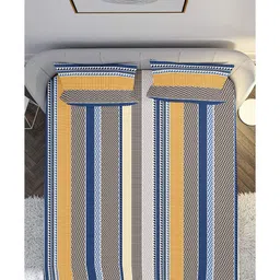 mayfair homes london Multicolor Stripe 144 TC Cotton King Bedsheet with 2 Pillow Covers image 3
