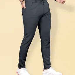 combraided Men Regular Fit Black Lycra Blend Trousers image 1