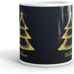 festivecraft Golden Christmas Tree Sparkle Coffee - Festive Holiday Gift for Loved Ones Ceramic Coffee Mug image 2