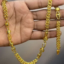rkb sales 1gm gold plated High Quality Indian Polished chain “20” Inch for men Gold-plated Plated Alloy Chain-picture-31