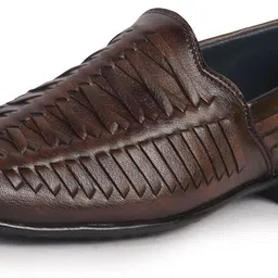fausto Ethnic Slip On Knitted Stripe Juttis for Wedding|Party|Traditional Kurtas Shoes Mojaris For Men image 3