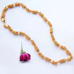 siloia 1 gram High Quality Indian Polished “20” Inches Gold Chain for Men and boy Gold-plated Plated Copper Chain image 2