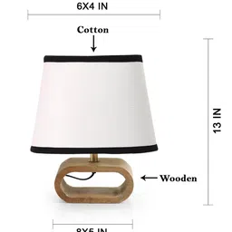 new era Multicolor cotton table lamp with Wood Natural base (7x12 inches) image 5