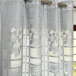 home sazawat 213 cm (7 ft) Door Tissue Semi Transparent Curtain (Pack Of 2) image 2
