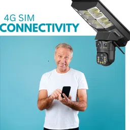 Maizic Smarthome 2k HD 2Lens/3 Screen View 4G Sim Based Solar CCTV Camera with Street Light(100W) Security Camera image 4