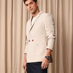 mr bowerbird Men Solid Double Breasted Casual Blazer image 5