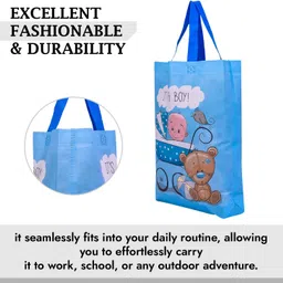 heart home Reusable Shopping Bag With Handle|Baby Shower Bag|Pack of 4|Blue & Pink Pack of 4 Grocery Bags image 3