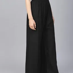 andrey Women Regular Fit Black Cotton Blend Trousers image 3