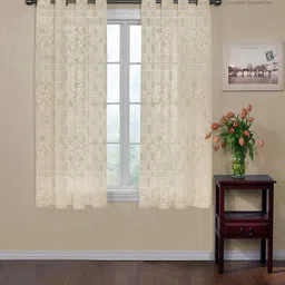 150 cm (5 ft) Net Semi Transparent Window Curtain (Pack Of 2)-image-7