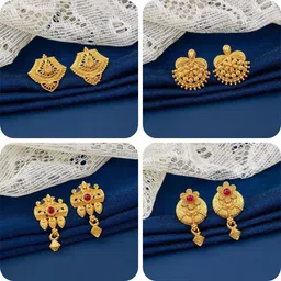 bestseller Combo of 4 Traditional Brass Earring Set-image-52
