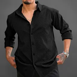 ebrandlady trendz Men Regular Fit Self Design Spread Collar Party Shirt-picture-13