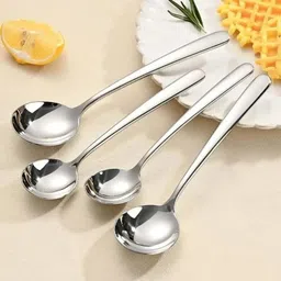 avistra 4 Soup Spoon Spoon Stainless Steel Soup Spoon Set Stainless Steel Stainless Steel Soup Spoon, Serving Spoon, Cream Spoon, Table Spoon Set-picture-11
