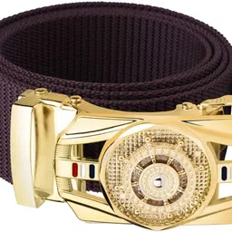 buffcage Men Party, Evening, Casual, Formal Maroon, Gold Canvas, Nylon Belt image 2