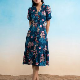 moda rapido Women Maxi Blue Knee Length Dress-picture-47