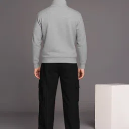 tripr Men Night Suit Set Grey, Black Solid image 2