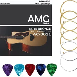 amg music Acoustic Full Light String Set 6 WITH NORMAL BRIGHT TONE Guitar String-picture-31