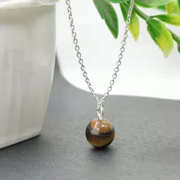 arts on way 925 Sterling Silver Chain with Natural Tiger's Eye Stone Pendant for Women/Girls Tiger's Eye Sterling Silver Chain-picture-14