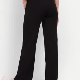 next one Women Straight Fit Black Lycra Blend Trousers image 2