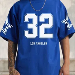 cool plus Men Printed Round Neck Cotton Blend Blue T-Shirt image 4