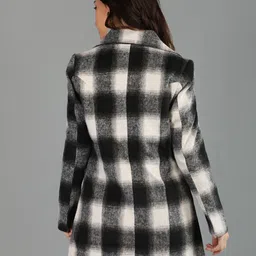 honnete 100 % Polyester Checkered Coat For Women image 2
