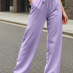 juneberry Women Solid Purple Track Pants image 1