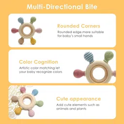 zoriada Premium 6 Multi-Texture Silicone Baby Teething Rattle Ring Toy Teether image 5