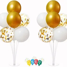 collectivemed Printed White gold Balloon stand kit 2 sets,And.16 Balloons Floor Table Balloon Balloon-picture-16