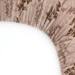 florida Brown Floral 144 TC Polyester King Fitted Bedsheet 2 Pillow Covers image 5