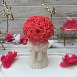 artsofdesign Rose bouquet candle for home decore Red rose and white base Candle image 4