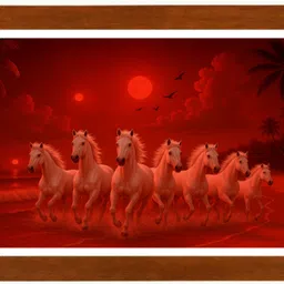 7 horse running photo, Vaastu 7 horses frame, Seven running horses picture Digital Reprint 13 inch x 9 inch Painting-image-47