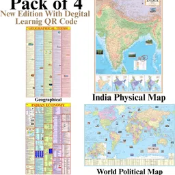 gajalakshmii finances Pack of 4 Study Maps - India Physical, World Political, Indian Economy & Geographical Terms Chart, 28x40 Inch (70x100 cm), 90 GSM Thick Paper, Soft English Medium, Extra Quality Print, QR Code, SSC UPSC Competitive Exam Map Paper Print-picture-45