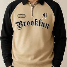 Men Printed Polo Neck Cotton Blend Beige T-Shirt-image-82