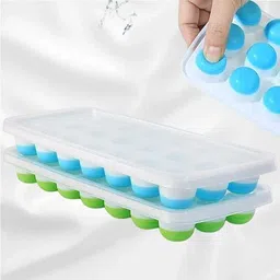 flynhigh 2pcs 21 Cavity Pop Up Ice Cube Trays for Freezer with Lid 100% BPA Free bg115 Blue, Green Silicone Ice Ball Tray-picture-24