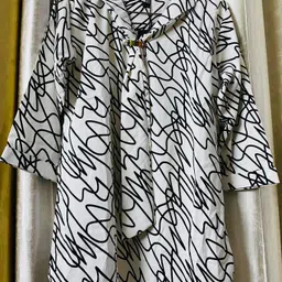 attire hub Women Comfort Fit Fit Printed Tie up Collar Casual Shirt image 1