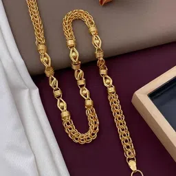 1 gram High Quality Indian Polished “20” Inches GoldChain for Men and boy Copper Plated Brass Chain-image-1