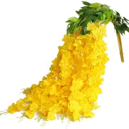 well art gallery Artificial Wisteria Vine Ratta for Wedding Party Home Decor (Yellow) Pack of 12 Yellow Westeria Artificial Flower image 2