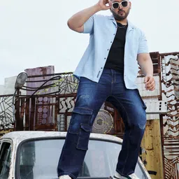 instafab plus Men Regular Mid Rise Blue Jeans image 4