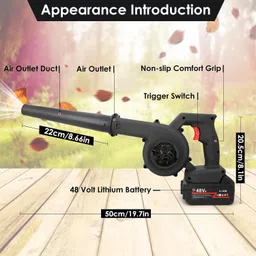 swashtkon Leaf Blower Cordless Handheld Electric 21V with 2 Pack 48V Batteries & Charger | Forward Curved Leaf Blower image 2
