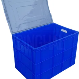 singhal Plastic Multipurpose Crates 600x400x425 MM Crate with Lid for Vegetable, Fruit, Milk Storage Basket image 2