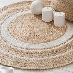 rudra enterprise 2 ft X 2 Jute Area Rug image 1
