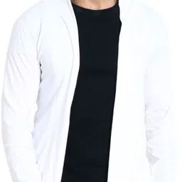 trendolo Men Kimono Style Full Sleeve White Shrug image 1