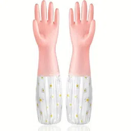 meejeek Reusable Heavy Duty Hand Gloves For Dishwashing, Gardening, Kitchen Cleaning Wet and Dry Glove image 1
