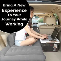 hacer HCGYM1 Multifunctional Inflatable Car Bed Mattres Universal Car Back Seat Travel Air Inflation with Two Air Pillows, Car Air Pump and Repair Kit (Grey) Car Inflatable Bed image 2