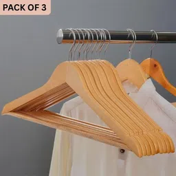 pelbart 3 Pacs Steel Hangers for Clothes Hanging | Rust-Free, Slim & Long Lasting Wooden Dress Pack of 3 Hangers For Dress-picture-10