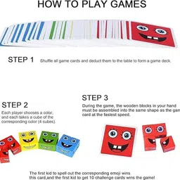 black mirror Kids Face Changing Magic Cube Puzzle Toy 16 Wooden Puzzles and 72 Playing Cards image 2