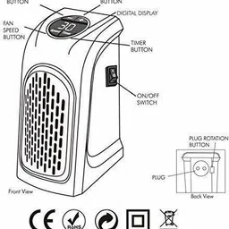 wundervox Compact Plug-in Space Heater 400 Watts Home/Office Fan Room Heater image 4