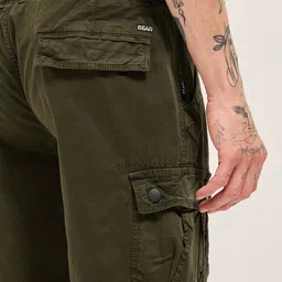 the bear house Solid Men Dark Green Regular Shorts image 5