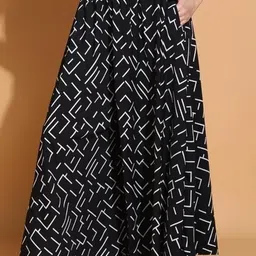 scube designs Women Flared Black Viscose Rayon Trousers image 2