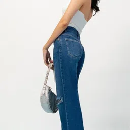 trishazy Women Relaxed Fit High Rise Dark Blue Jeans image 1