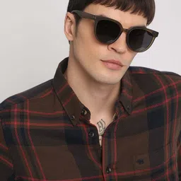 the bear house Men Slim Fit Checkered Button Down Collar Casual Shirt-picture-16